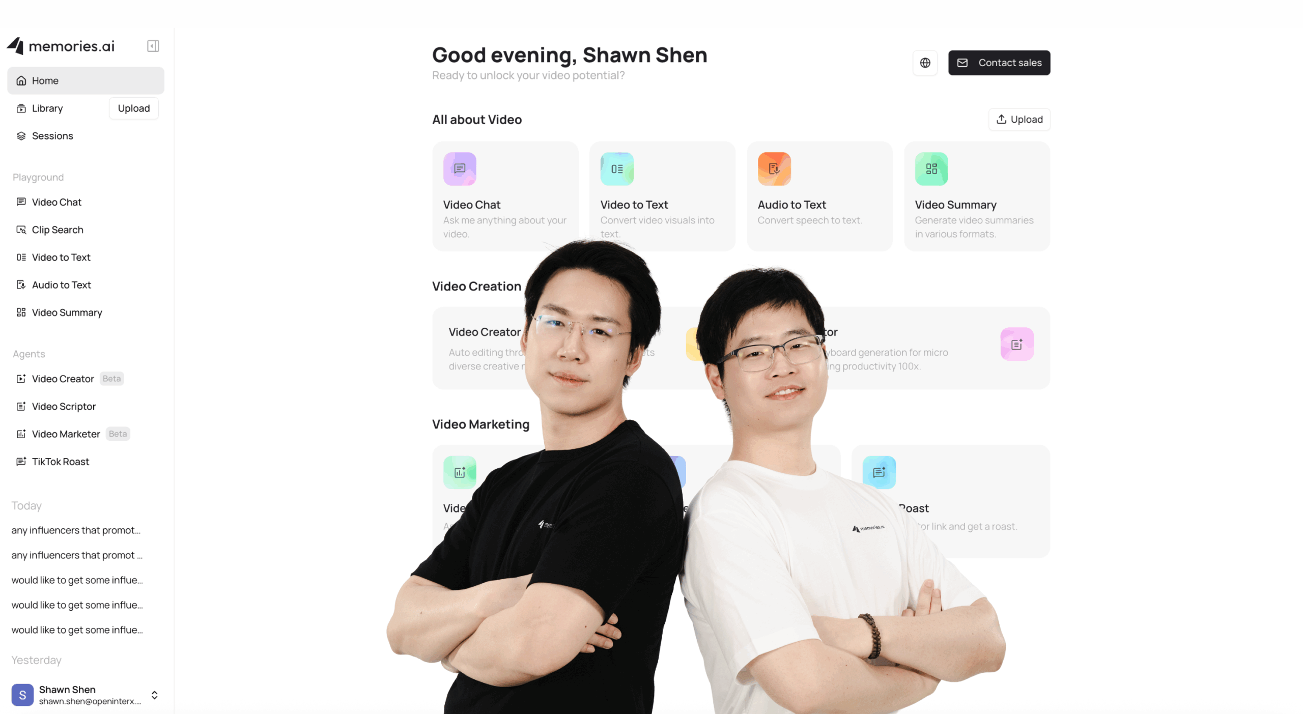 Memories.ai Founders: Dr. Shawn Shen (CEO) and Ben Zhou (CTO)
