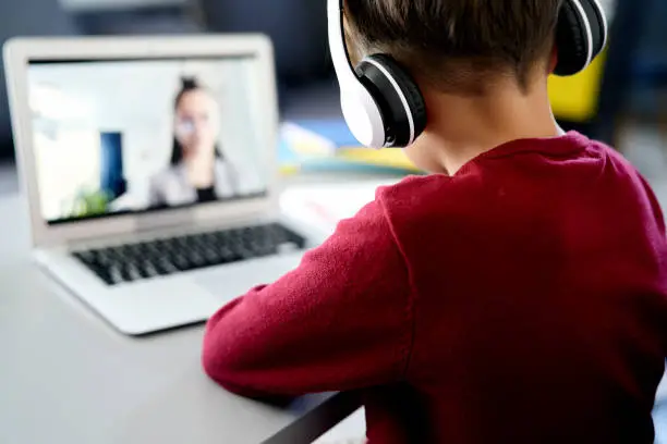a boy wearing headphones
