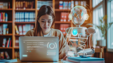 AI chatbot helping students with university admissions process online