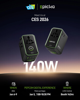 Epicka to Debut World’s First 140W Touchscreen Smart Universal Travel Adapter at CES 2026