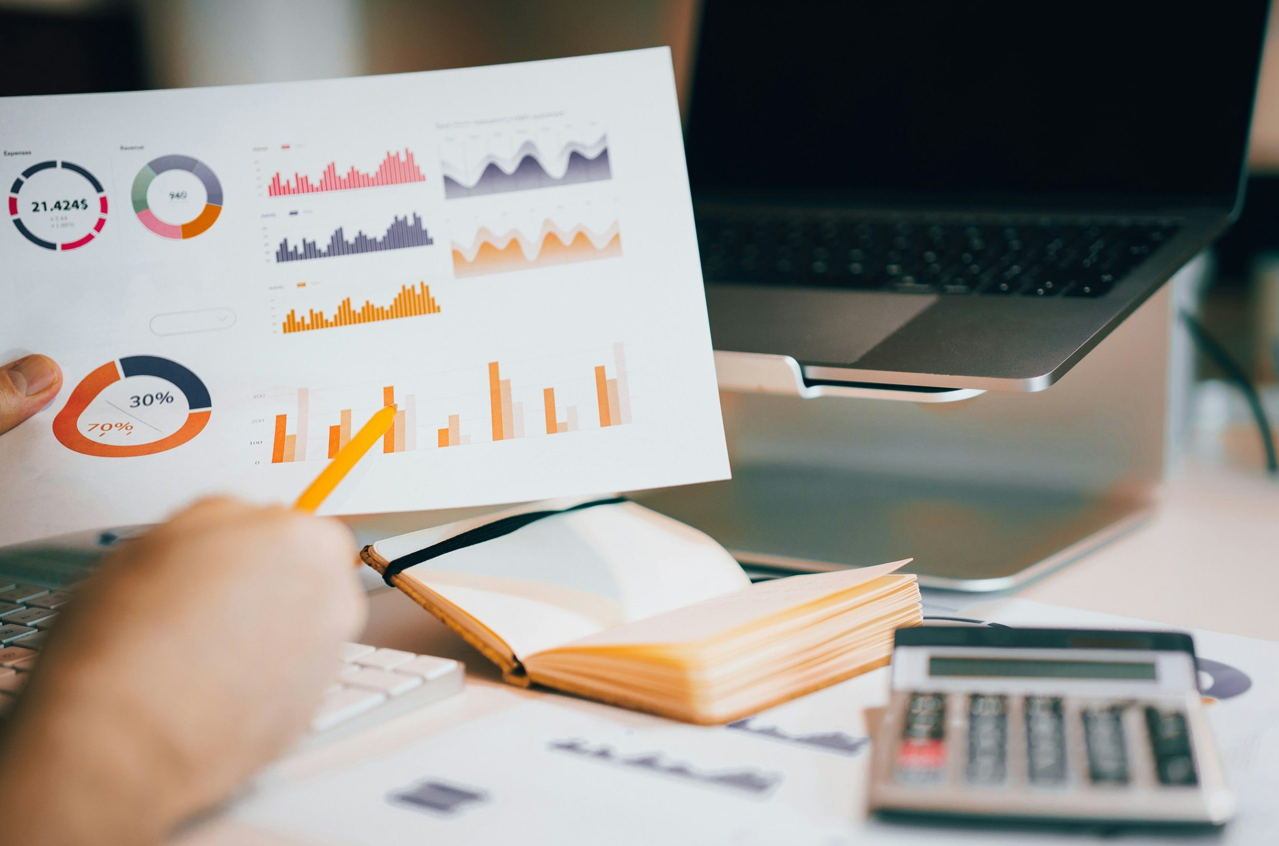 Finance leader analyzing financial graphs