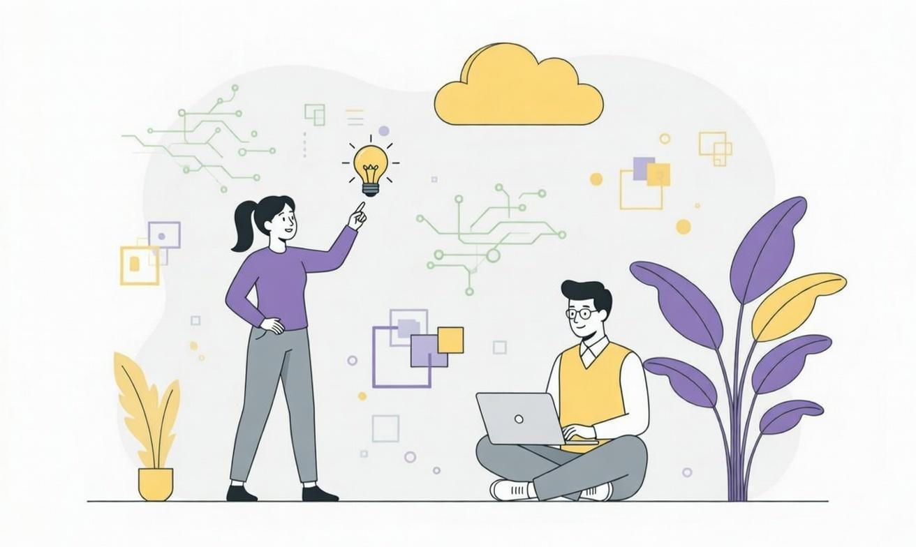Illustration representing a team working on new ideas.