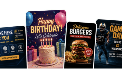 Examples supplied by Vismuse illustrate several common flyer formats.